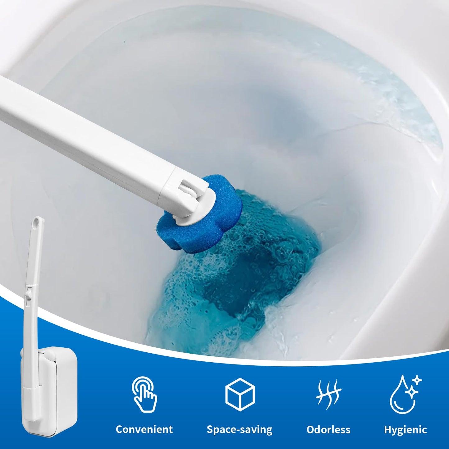 Disposable Toilet Brush with 48 Refills,Toilet Cleaning Supplies,Toilet Wand Brush Starter Kit,Wall Mounted Toilet Bowl Cleaner Brush with Holder for Bathroom Deep Cleaning & Hygiene (White)