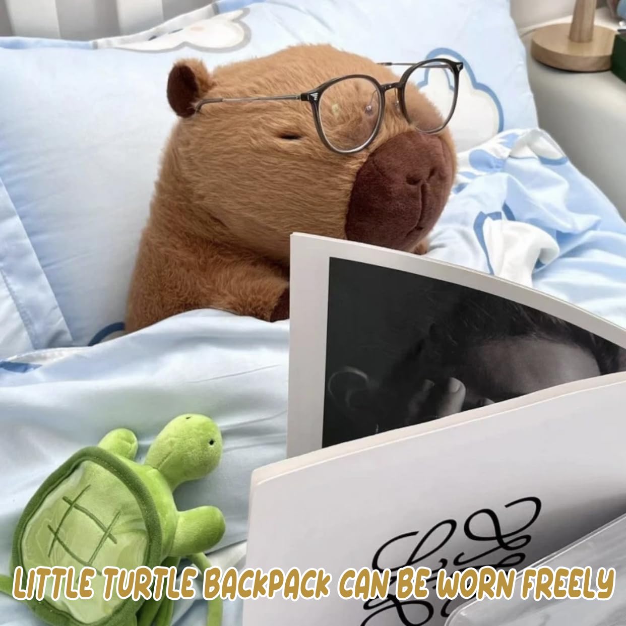 CHDBLOCK Capybara Plush Toy - 9 Inch Cute Capybara Stuffed Animal with Turtle Backpack, Kawaii Capibara Plushie for Kids and Adults