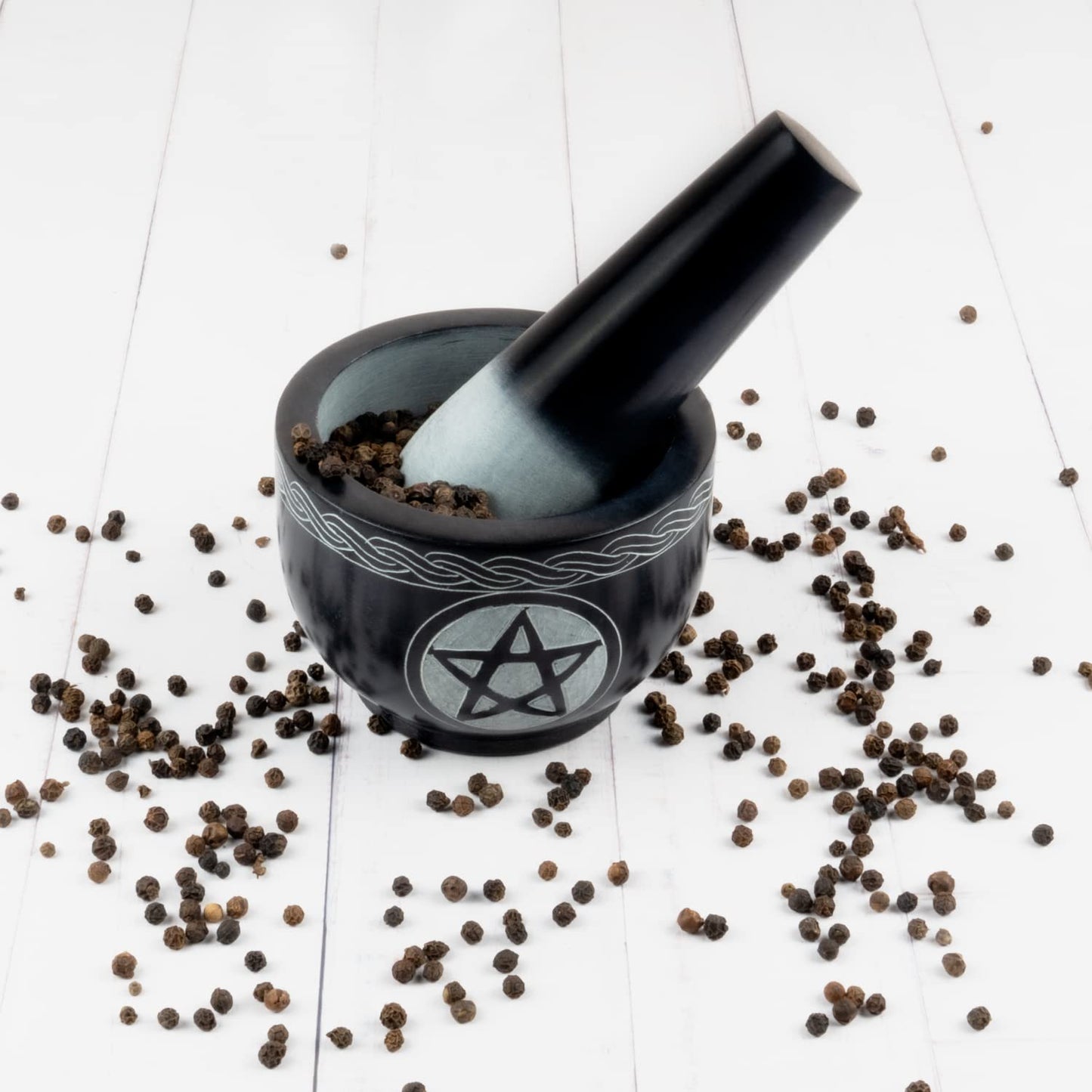 Kaizen Casa Mortar and Pestle Set Unique - Pestle and Mortar Bowl Solid Stone Grinder for Herbs Spice Guacamole Garlic Ginger Root