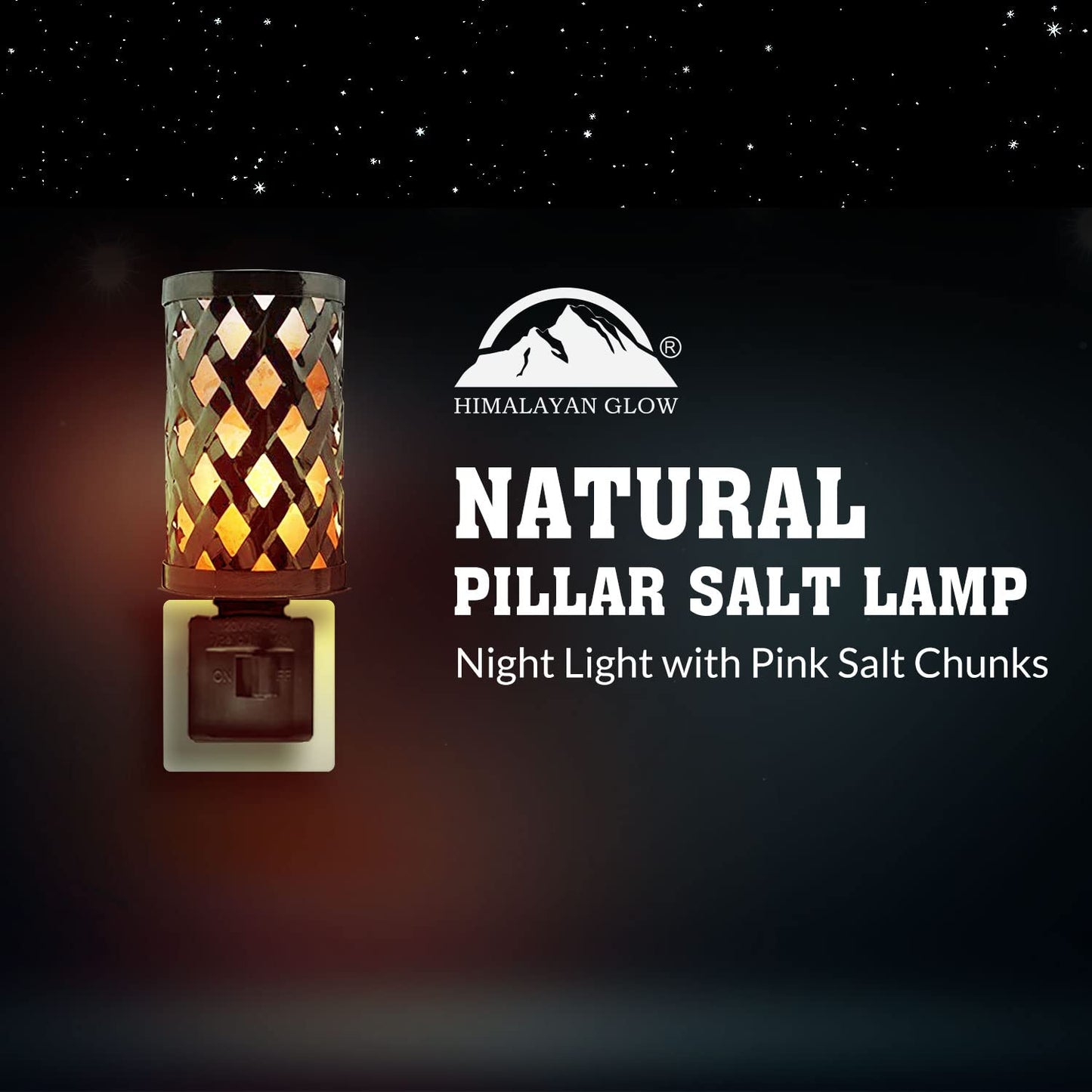 Himalayan Glow Lattice Style Basket Salt Lamp Night Light with Pink Salt Chunks | 360 Degree Rotatable Wall Plug,Ideal Gift For Home Décor