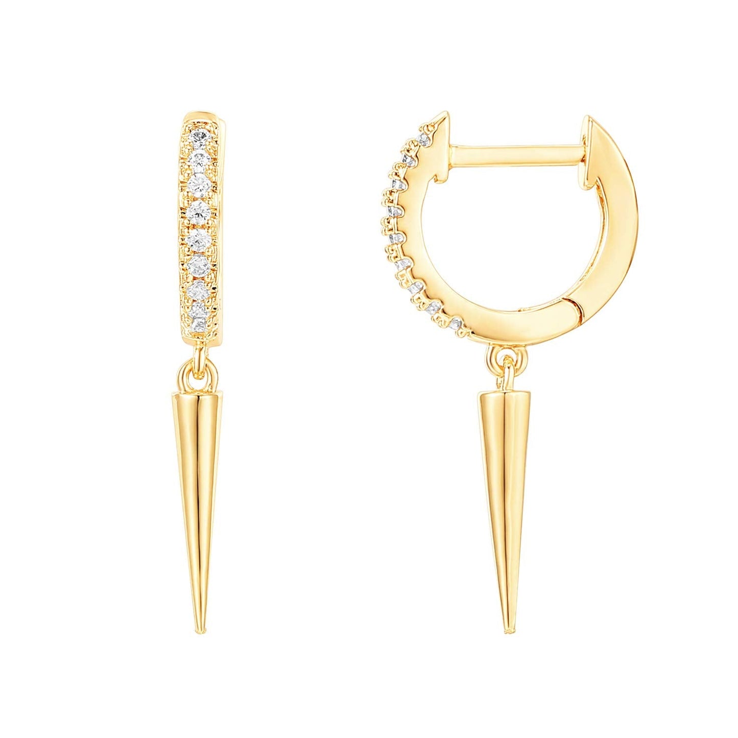 PAVOI 14K Yellow Gold Plated S925 Sterling Silver Post Drop/Dangle Huggie Earrings for Women | Dainty Awl Earrings
