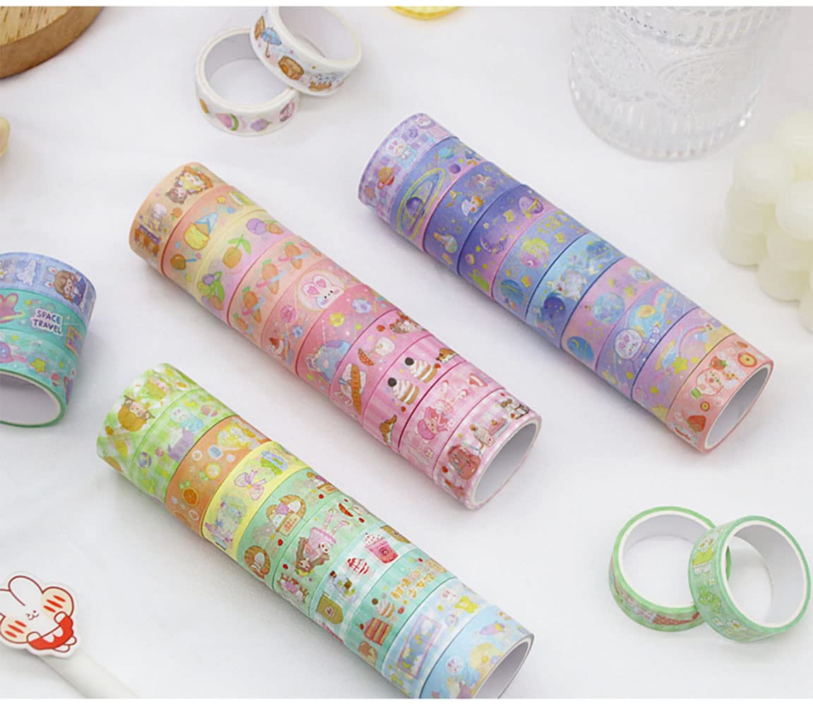 MAFELOE 2 Meters Long 60 Rolls Washi Tape Set, Decorative Adhesive Supplies for Scrapbook, Arts & Crafts-Cute Suit (Pink Box)