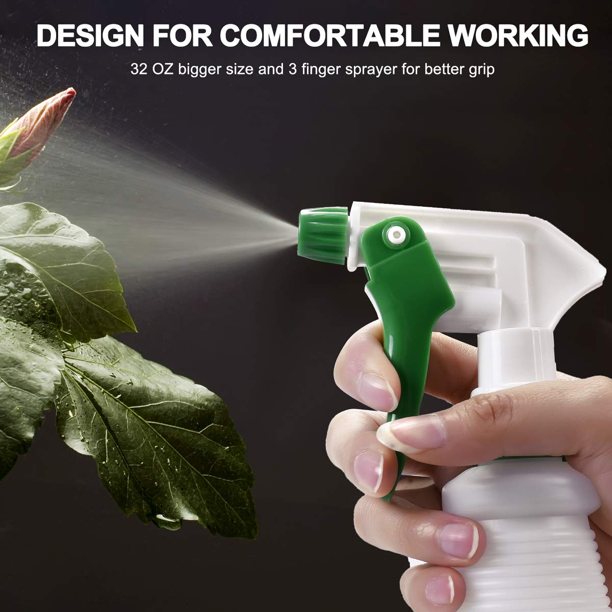Uineko Plastic Spray Bottle (3 Pack, 32 Oz, 3 Colors) Heavy Duty All-Purpose Empty Spraying Bottles Leak Proof Commercial Mist Water Bottle for Cleaning Solutions Plants Pet with Adjustable Nozzle