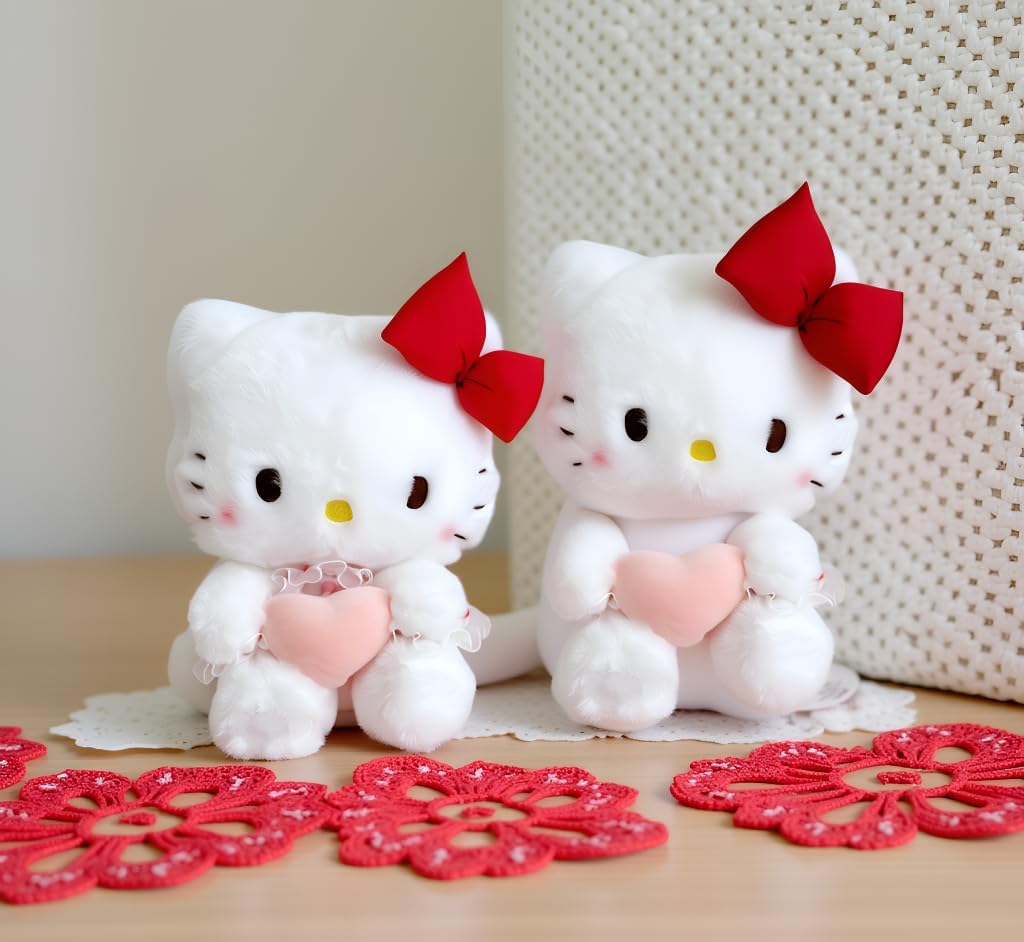 AlphaDesignLuxe 12″ Big Pink Heart Kitty Plush Toy – Kawaii Cat Stuffed Animal, Soft Plush Doll Gift for Kids, Teens & Collectors