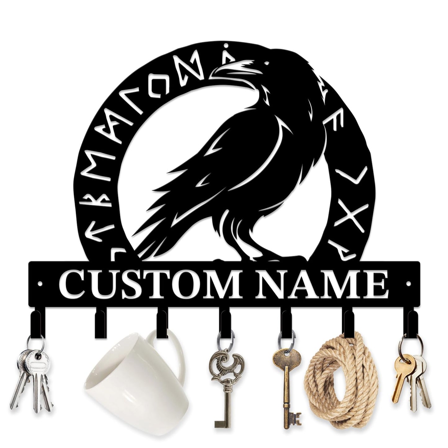 peanut case Custom Name Vikings Metal Art Keys Hooks, Wall Home Storage Decorative Key Holder Hooks (Style C, 15x11x1 inches, 1 Count)