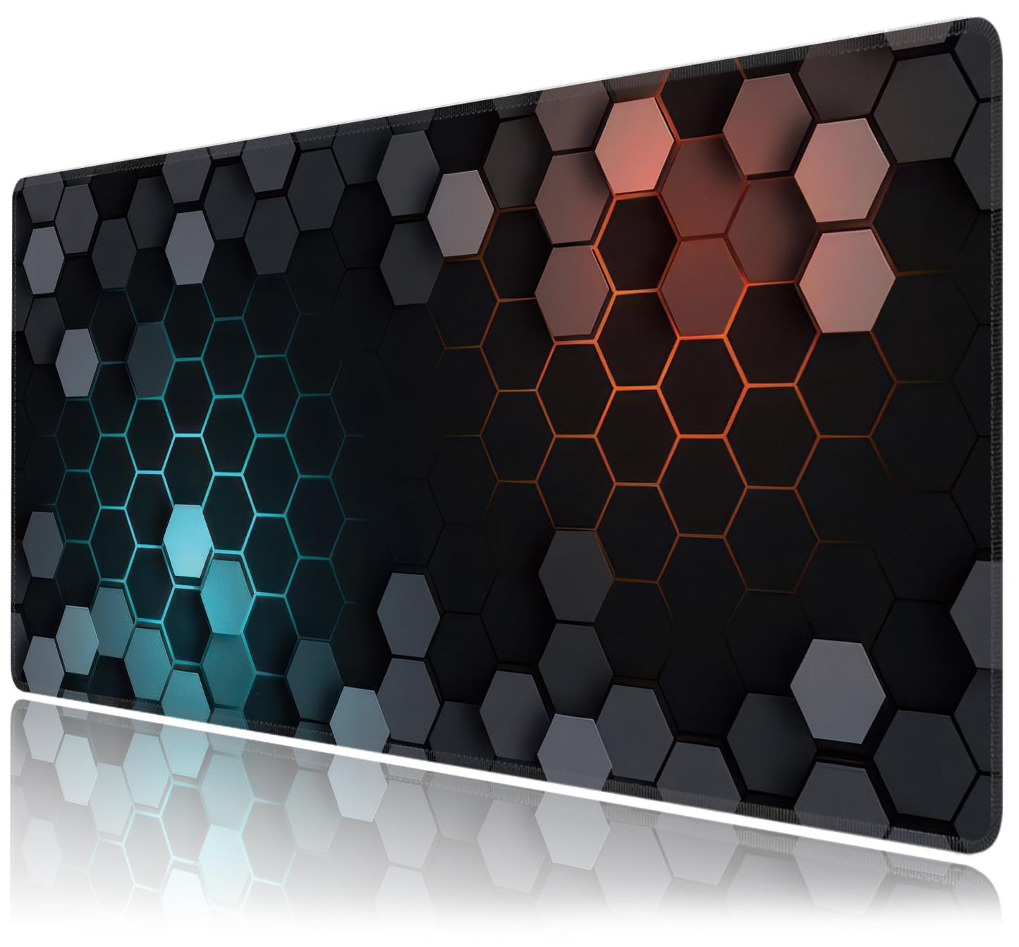 Hexagon Honeycomb Large Mouse Pad,Gaming Keyboard Desk Pad,Extended Mouse Mat Non-Slip Rubber Base with Stitched Edges for Office Game Home XXL 35.4"x15.7"