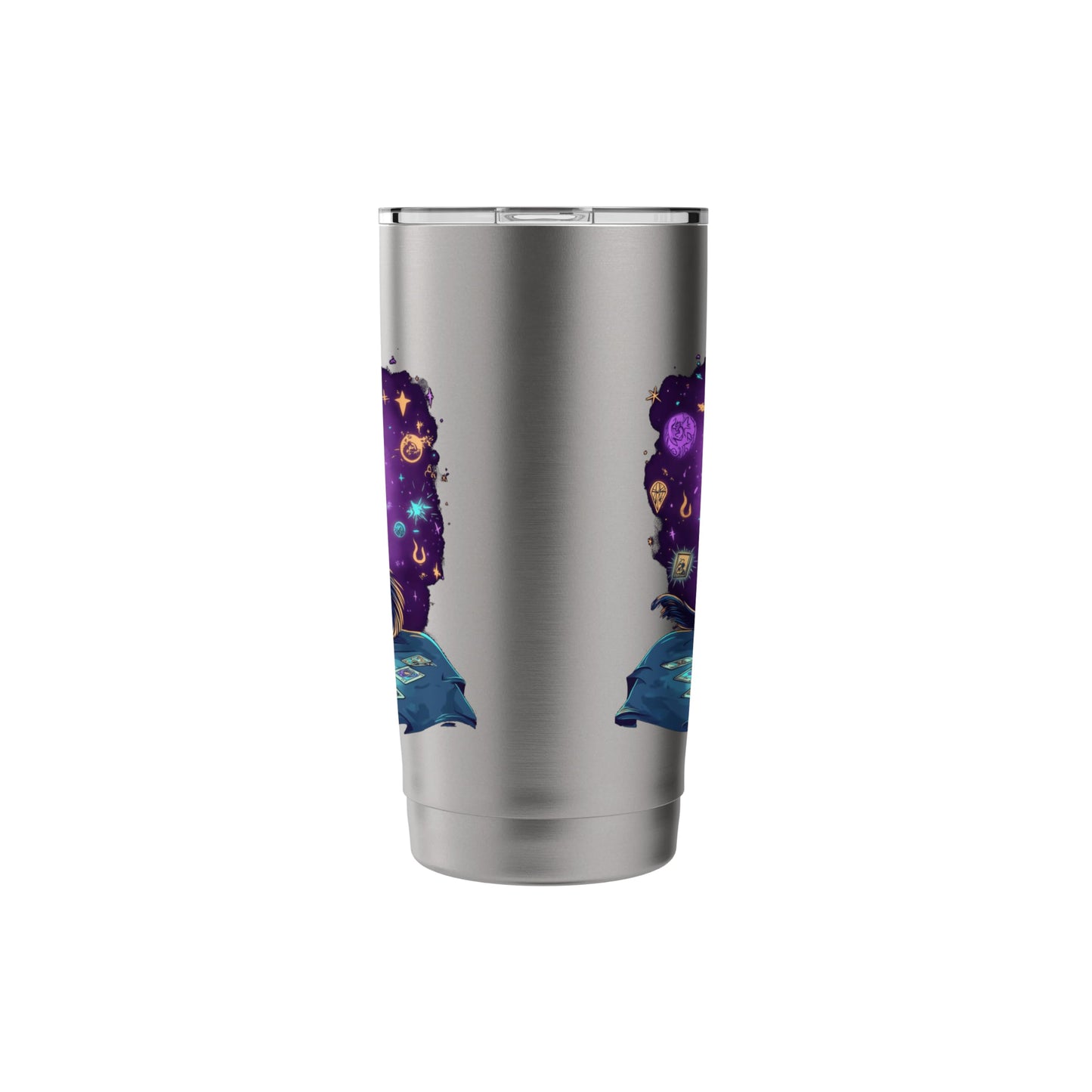 tarot card cat occult skeleton crystals aesthetic Stainless Steel Insulated Tumbler