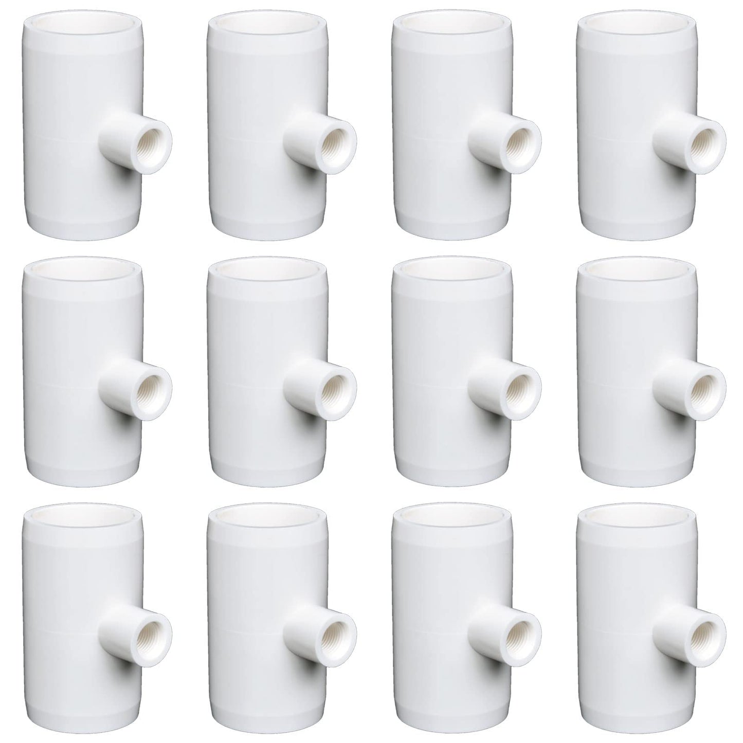 letsFix Chicken Waterer PVC Tee Fittings 3/4 Inch (12-Pack) for Threaded Poultry Waterer Cups/Nipples/Feeders, Suitable for Chicks, Duck, Goose, Turkey - Fits 3/4" Sch. 40 PVC Pipes