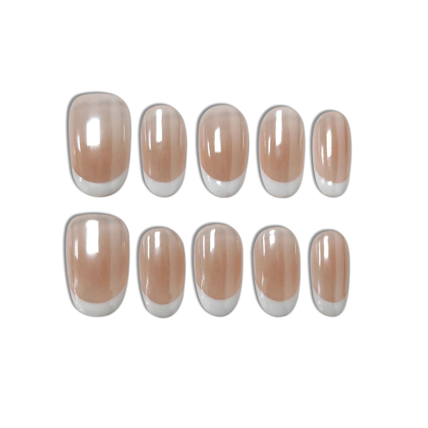 TENPAL Aurora Pearl white French Tips Press on Nails Short Oval Minimalist & Reusable False Nails for Everyday Luxury | Clean Chic Style（M)