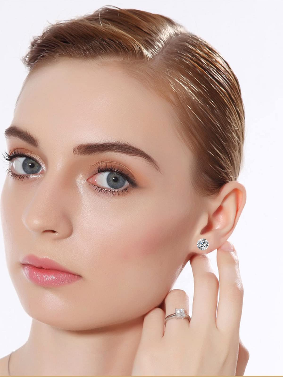 Spiritlele 12 Pairs Clear Crystal Magnetic Earrings Set Clip on Non Piercing Fake Stud Earrings for Unisex