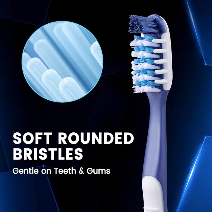 Soft Toothbrushes for Adults, Soft Rounded Bristles, Built in Gum Stimulators, 6 Count
