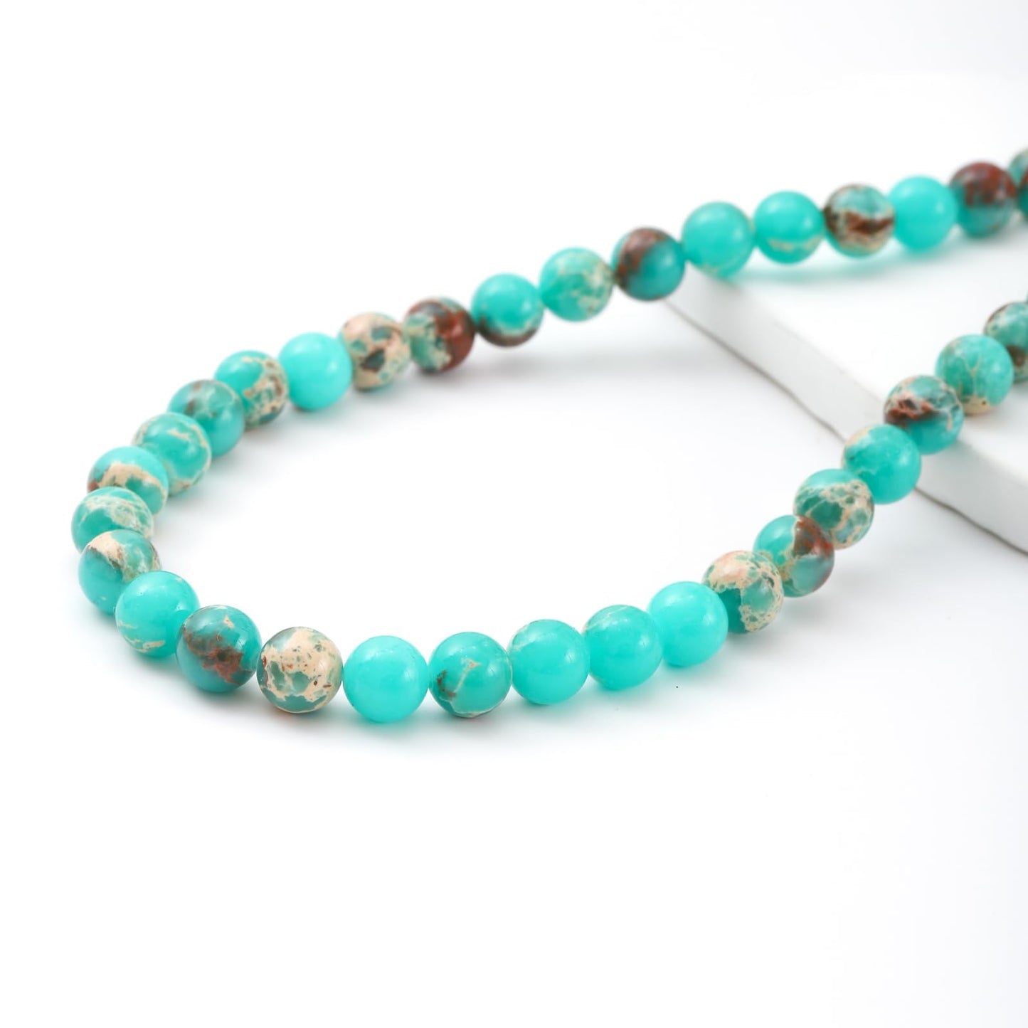 10mm 38pcs DIY Natural Green Imperial Jasper Stone Beads Round Healing Crystal Gemstone Loose Beads for Jewelry Making Handmade Bracelet Necklace
