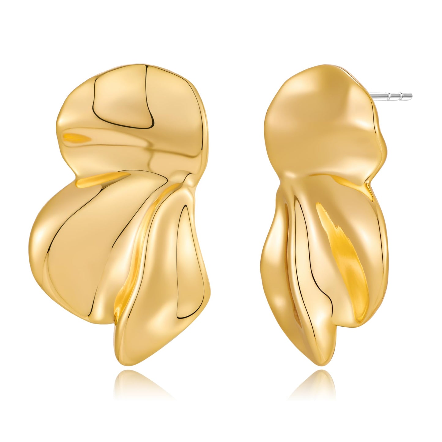 ENSKEFEN Gold Flower Earrings for Women Chunky Irregular Floral Statement Earrings Boho Summer Fashion Jewelry