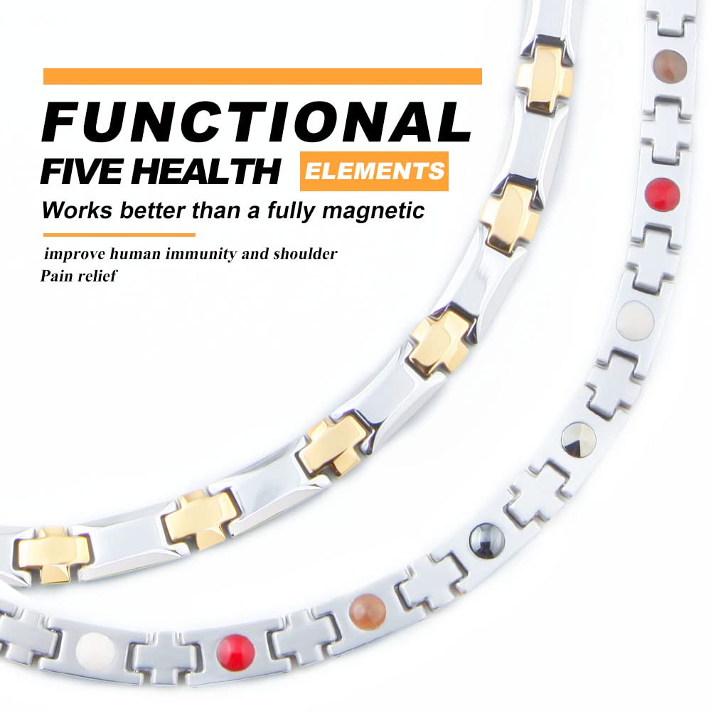 38® Titanium Magnetic Field for Pain Cross Necklace for Men Large Width Germanium Field Therapy (20(in), Siver&Gold)