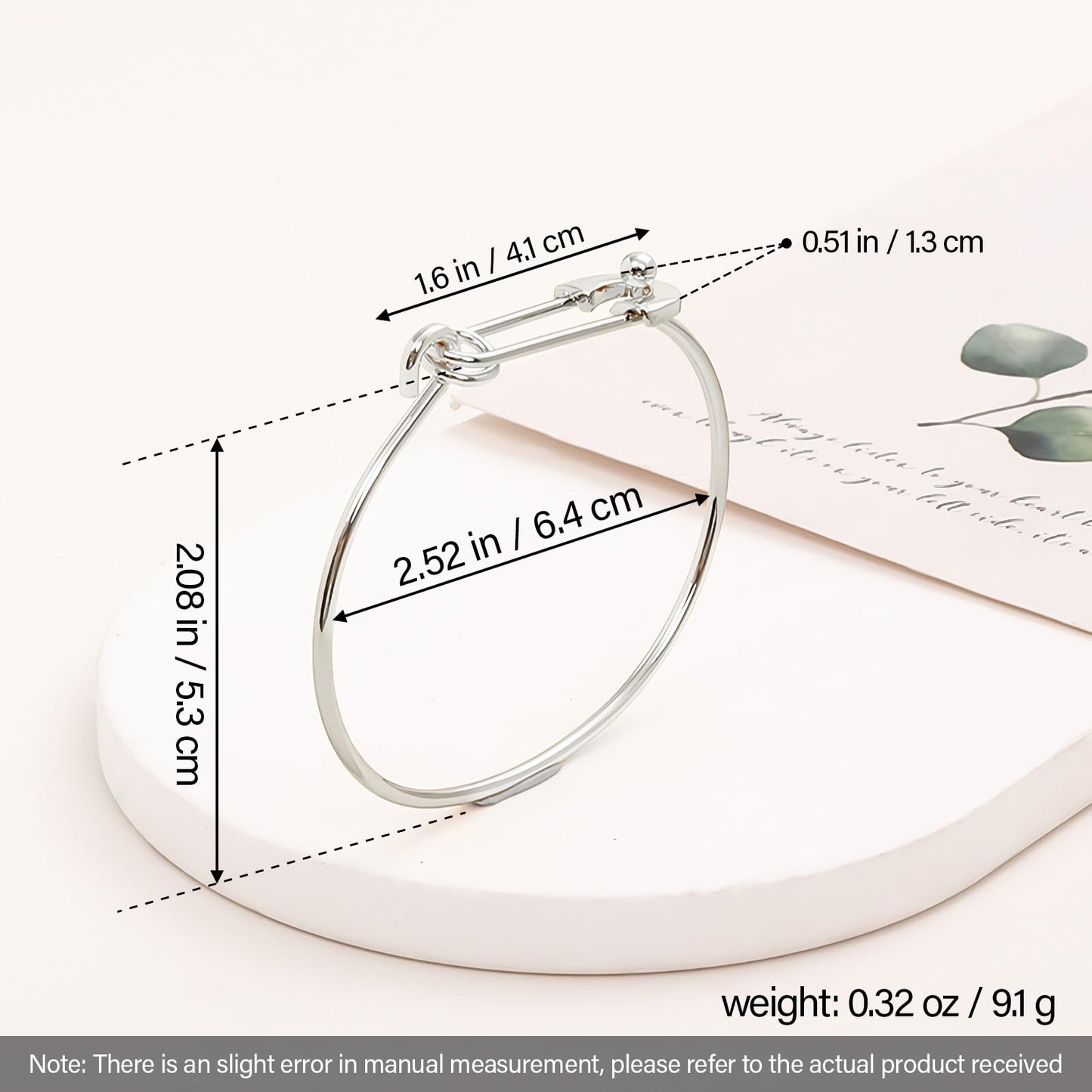 Baoaichi Handmade Sterling Silver Bangle Bracelet for Women Trendy Paperclip Cuff Bracelets Safety Pin Hook Bangle Bracelets Simple Cuff Bangles Stackable Wrap Bracelet Jewelry Gifts for Women