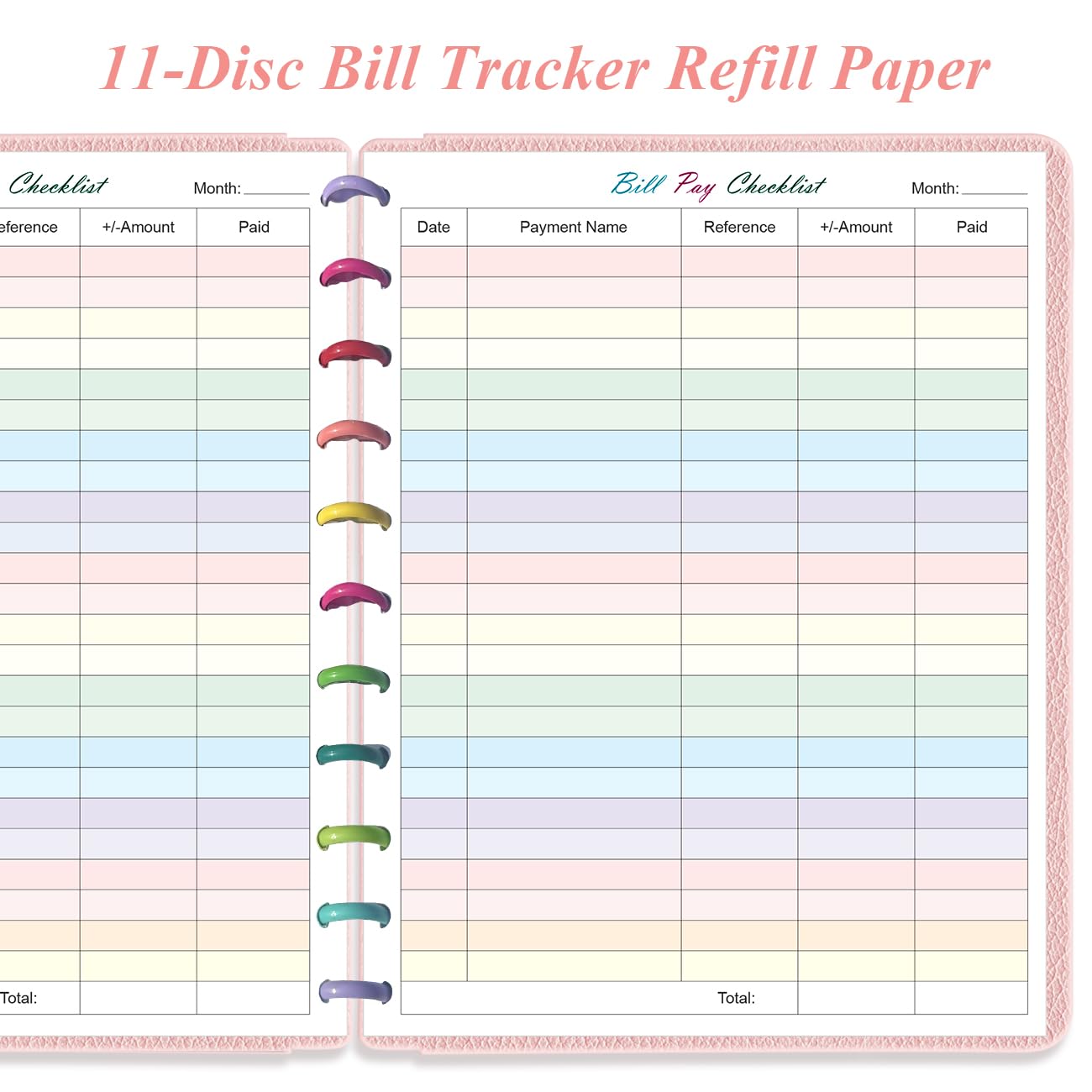 A4 TUL Bill Payment Checklist Refills - 50 Sheets/100 Pages Letter Size Monthly Budget Forms for 11-Disc Discbound Budget Planners, 8.5" x 11"