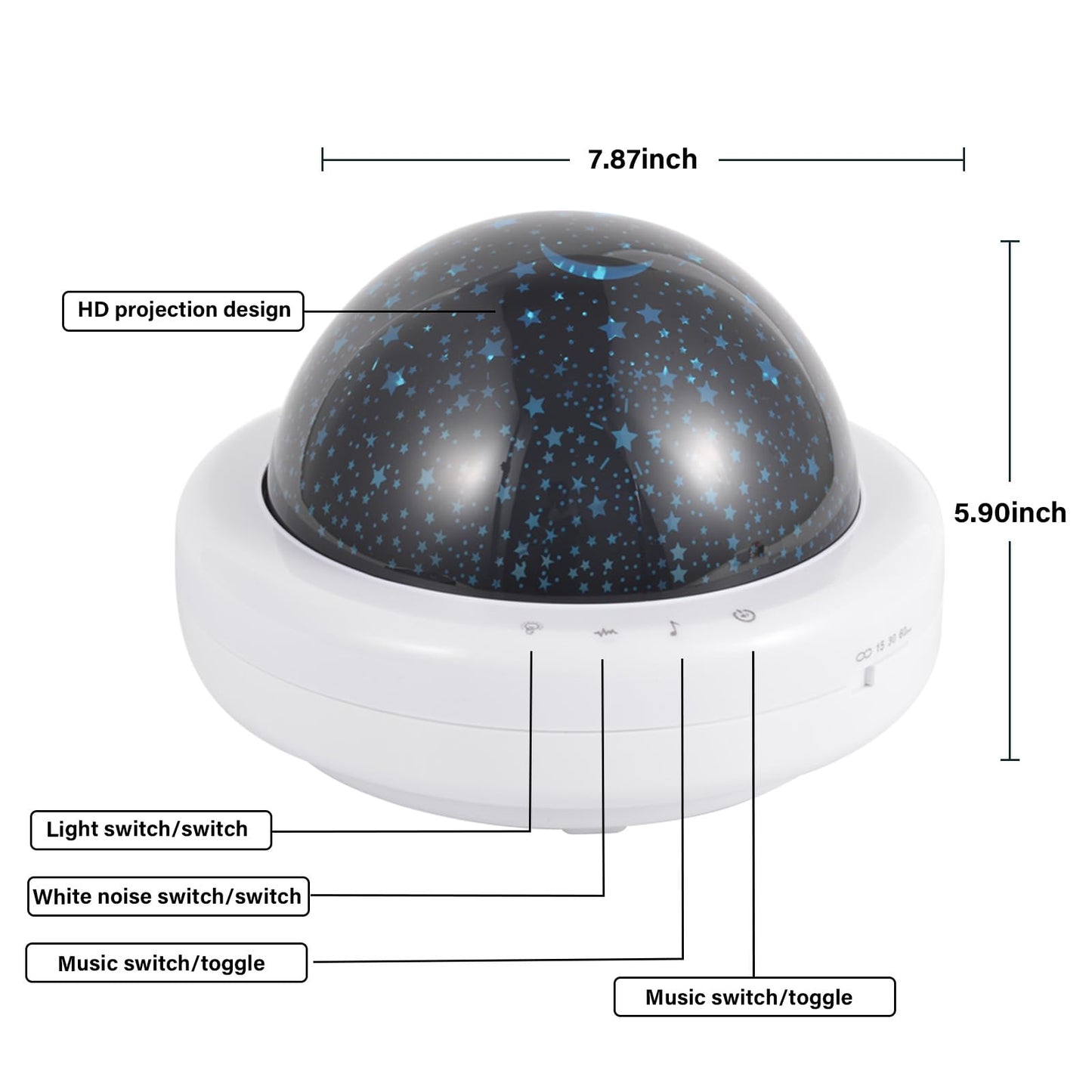 aibitu Projection Sleep Device, Night Light with Touch Control, White Noise & Music Sound Machine, 5V USB/Battery Powered, Sleep Aid for Kids and Adults, Home Bedroom Decor