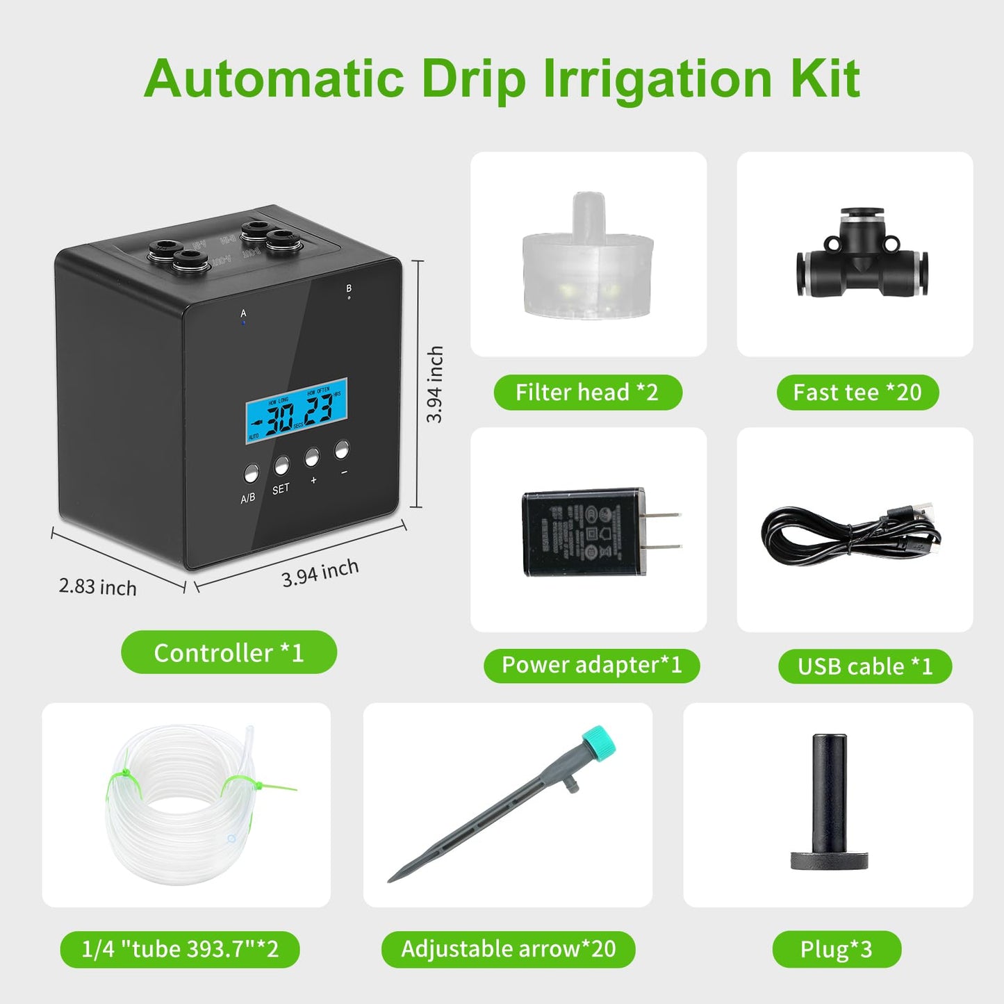 Automatic Watering System for Potted Plants | Indoor Plant Waterer with Programmable Timer, Dual Self-Priming Pumps, Drip Irrigation Kit for Up to 20 Plants