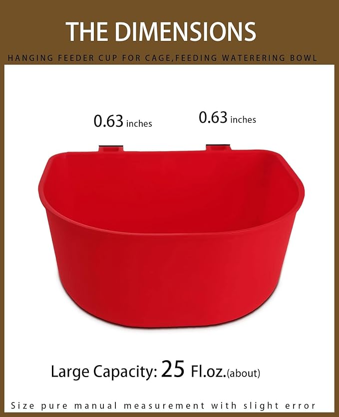 ORIBUKI 5 Pack Cage Cups Chicken Birds Feeder Water Bowl 25 OZ Rabbit Feeding Watering Dish for Travel Carrier Cat Puppy Food Dispenser Hanging Wire Cages Treats Box Seed Drinking Coop Cup Birdbath