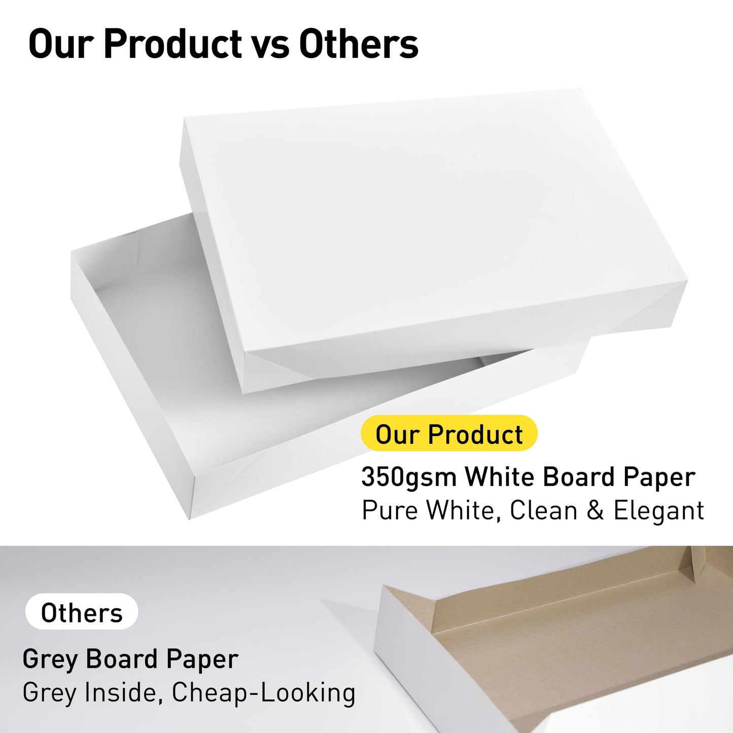 SUNCOLOR Large Gift Boxes With Lids, White Cardboard, 15 x 9.5 x 2 Inches, 12 Pack, for Clothes, Shirts, Presents, Clean & Elegant White Finish
