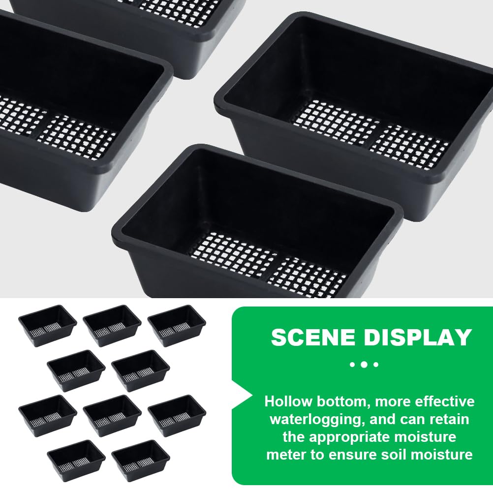 YARNOW 10 Pcs Mesh Bottom Trays Seedling Starter Trays Plastic Plant Reusable Recyclable Grow Plants Start Seeds Germination for Greenhouse Hydroponics Home Decor Accents