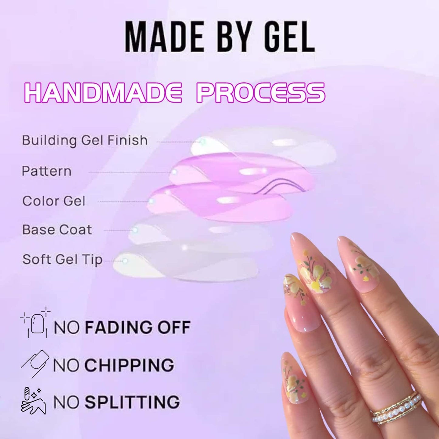 French Press on Nails 24 Pcs Fake Nails Short Almond with Yellow Flower Designs Glue on Nails Full Cover Acrylic Nails Reusable Stick on Nails Glossy Artificial Nails for Women