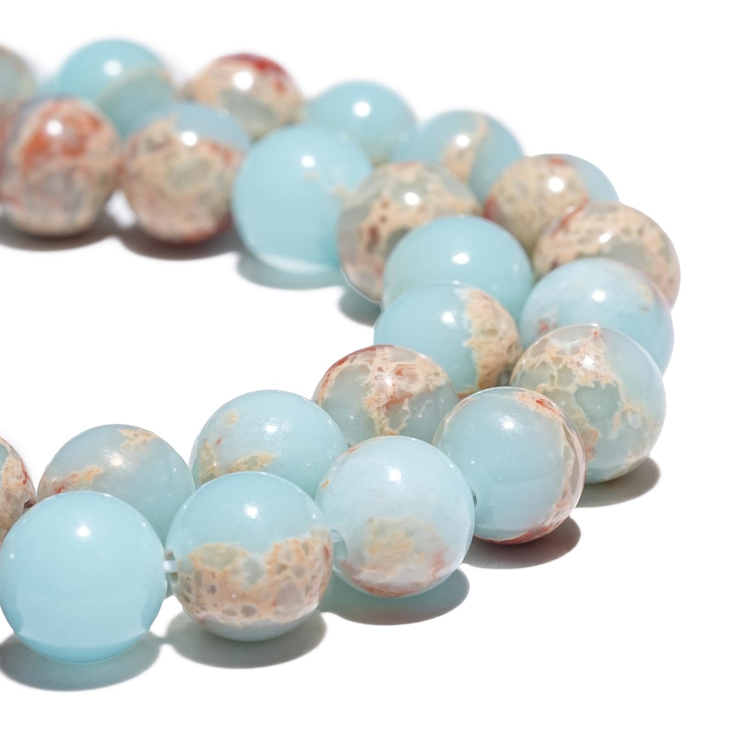 8mm Natural Sky Blue Jasper Gemstone Beads Polished Round Smooth Stone Beads for Bracelets Jewelry Making 15inch Loose Beads