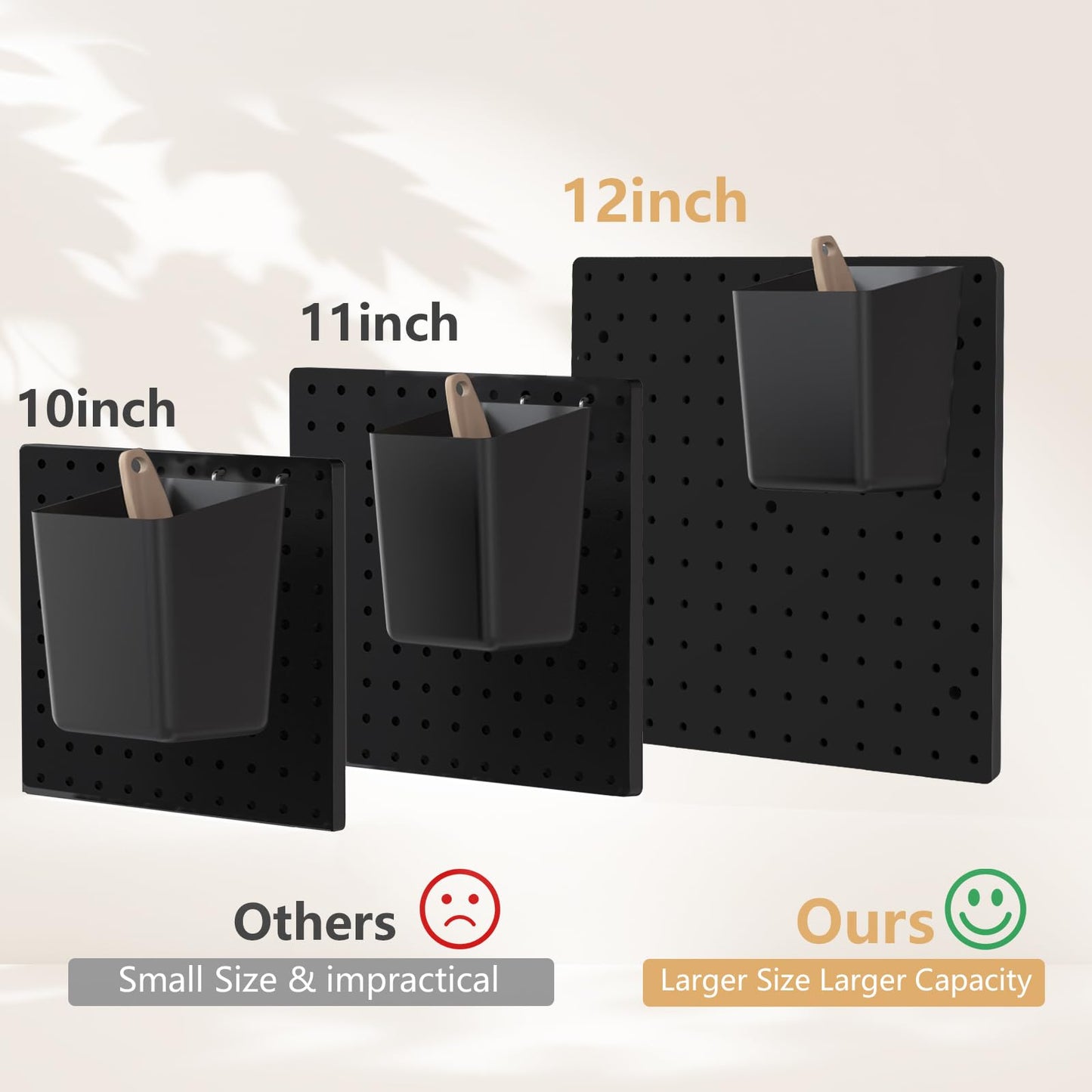 FZK Peg Board, 25pcs PegBoard Wall Organizer, 12in*12in, Includes 4 Black Pegboard and Accessories, Plastic PegBoard for Room, Office, Game Room, Kitchen and Bathroom