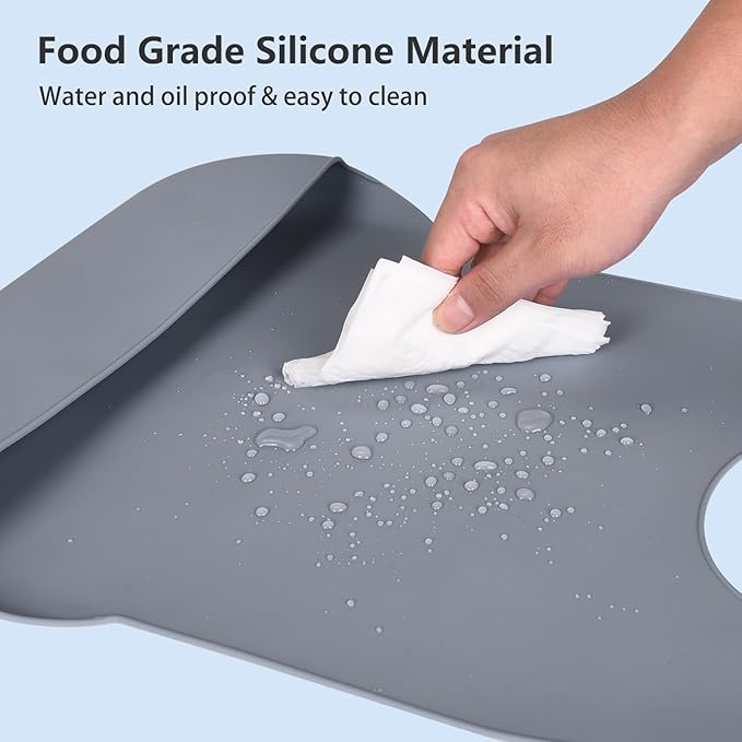 Adult Bibs for Men Women Adjustable Washable Silicone Adult Bibs for Elderly with Crumb Catcher (Dark Grey)