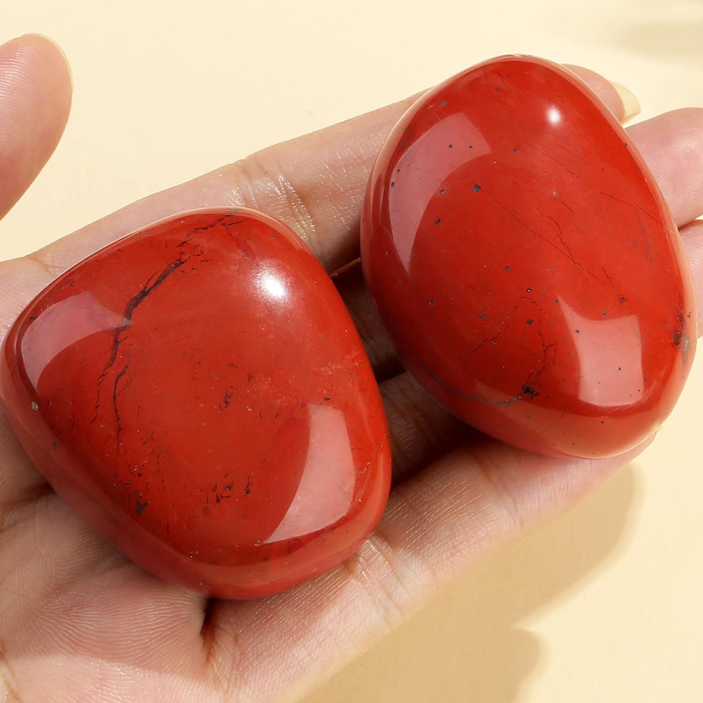 MAIBAOTA 1.6-2.0"Red Jasper Stone Large Red Stone Reiki Jasper Natural Tumbled Polished Stones for Energy Witchcraft Therapy Meditation DIY Crystals for Protection