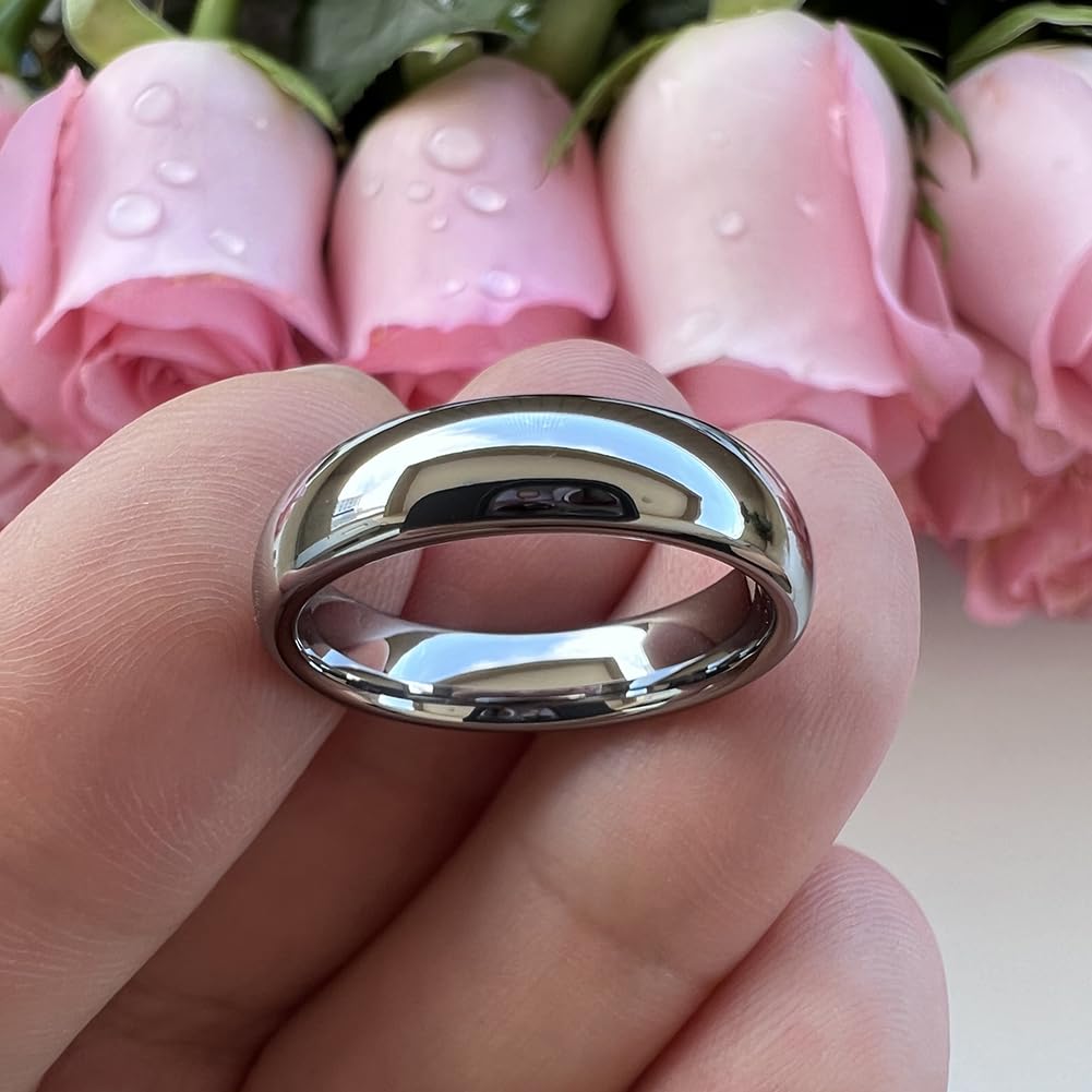 TUTISS 5mm Tungsten Carbide Rings for Men Women Engagement Wedding Bands Domed Polished Shiny Comfort Fit Size 9