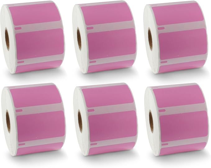 BETCKEY - Compatible DYMO 30334 (2-1/4" x 1-1/4") Medium Multipurpose Barcode/FNSKU Labels - Compatible with Rollo, DYMO Labelwriter 450, 4XL & Zebra Desktop Printers[6 Rolls, 6000 Labels, Pink]