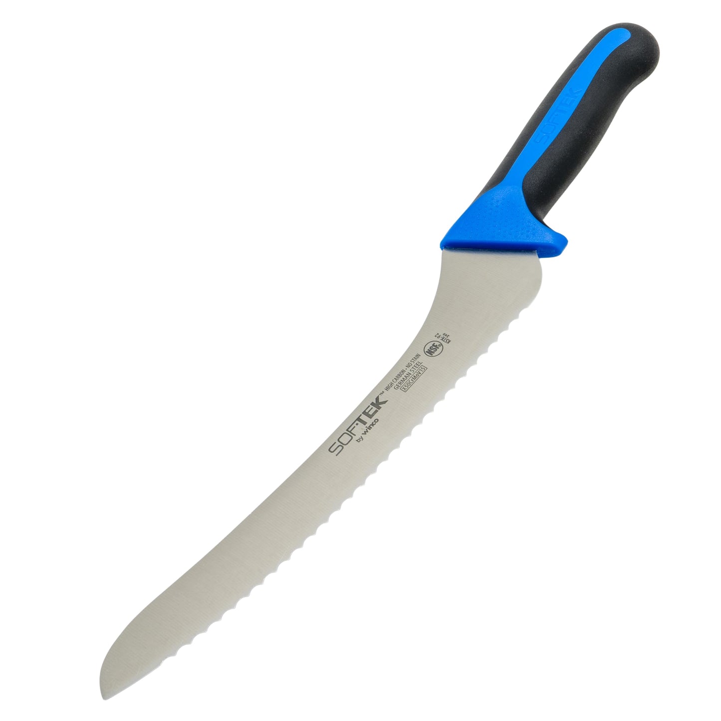 Winco SofTek, 9" Offset Utility/Bread Knife, Soft Grip Handle