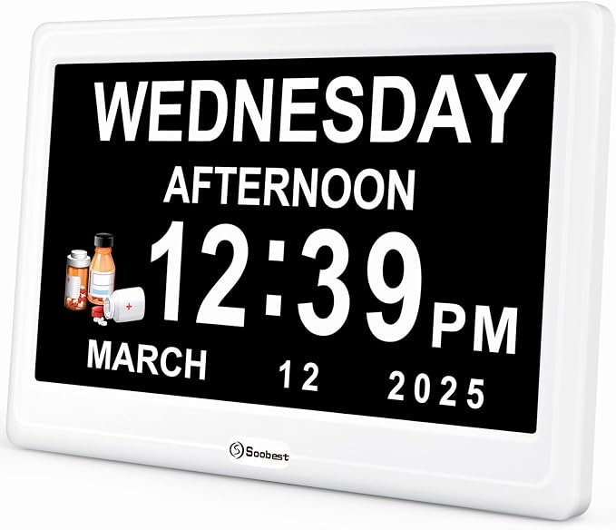 Soobest 12” Dementia Clocks for Seniors Extra Large, Digital Date Day Clock