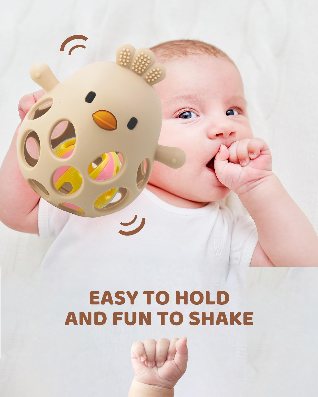 Baby Teething & Rattle Toy Set for Over 3 Months, Food Grade Silicone Teething Mitten and Rattle Teething Toy