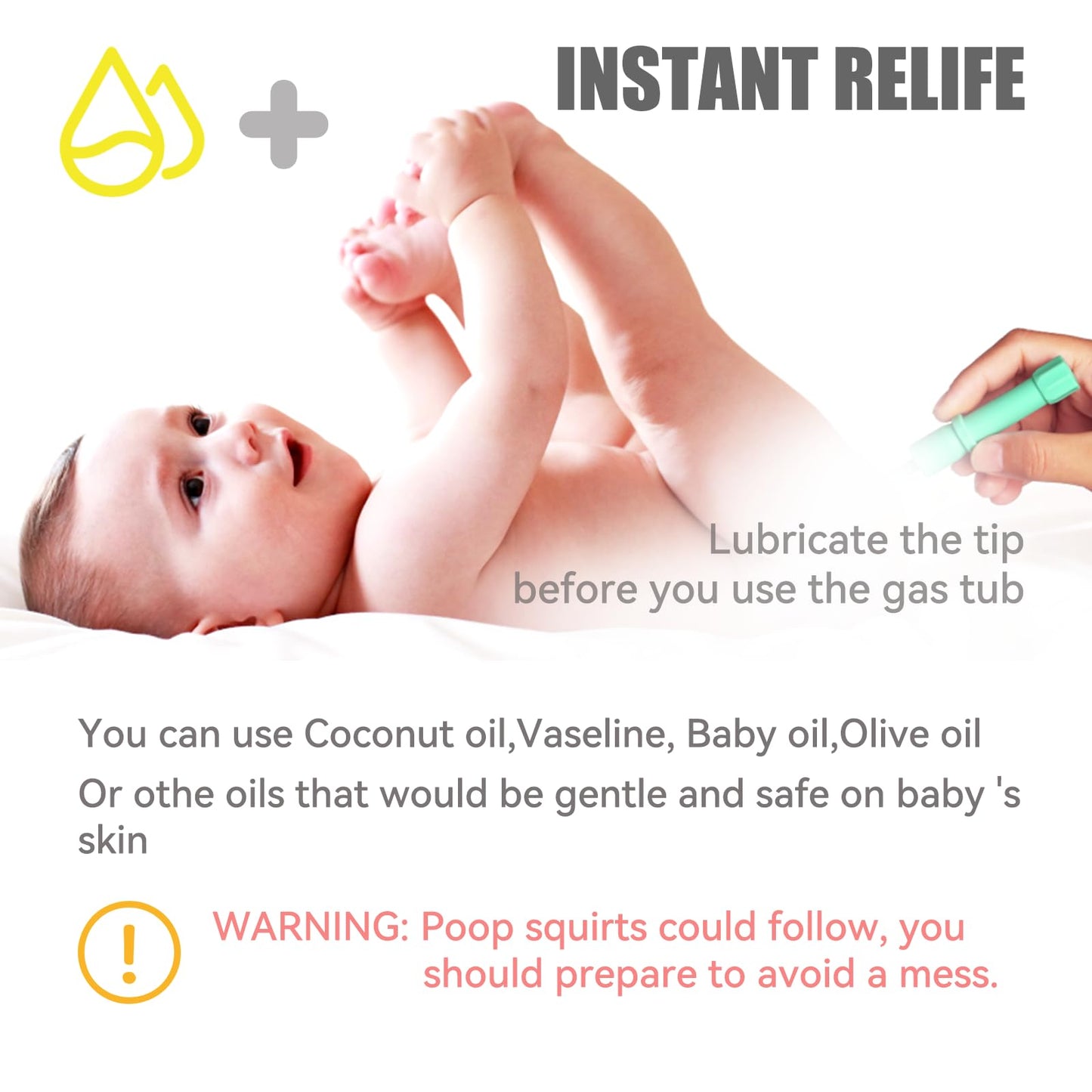 Gas and Colic Reliever for Babies, Effective Instant Constipation Relief for Babies, Natural Solution for Baby Colic and Gas Relief (20 Count, Square Green)