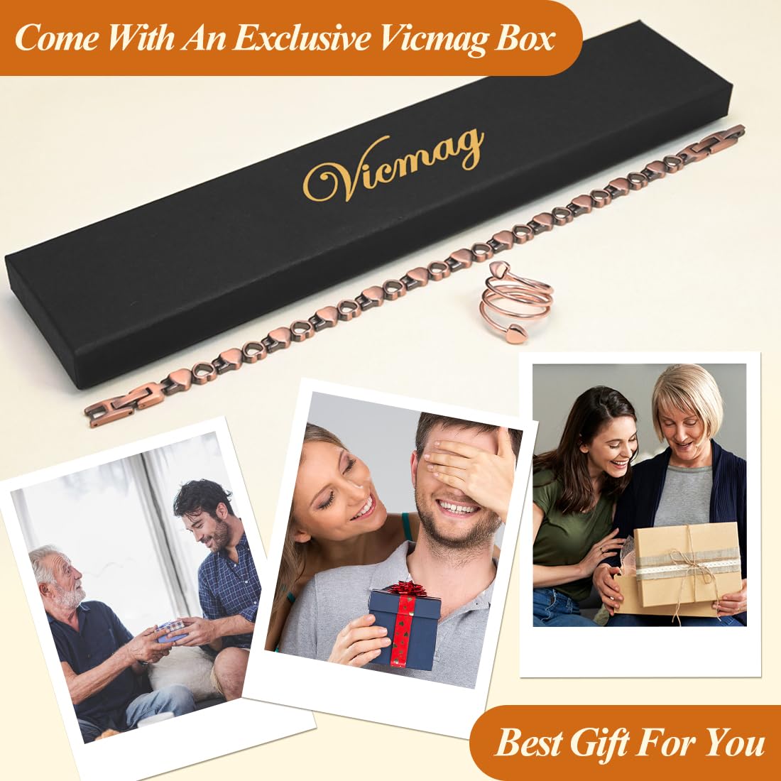 Vicmag Copper Anklet for Women Magnetic Ankle Bracelet with Ultra Strength Magnets 99.9% Solid Copper Gift for Her (Adjustable)