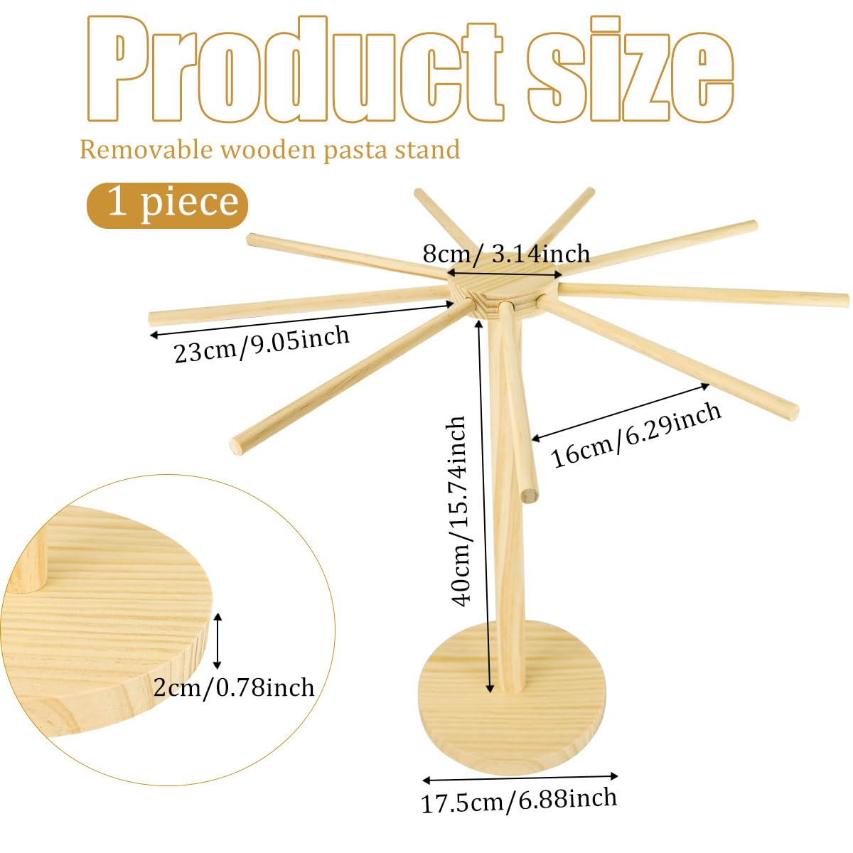 Large Pasta Drying Rack, Detachable Collapsible Wooden Noodle Drying Rack for Pasta Noodle and Cooking Spaghetti Rack Space-Saving Noodles Organizer and Easy Storage