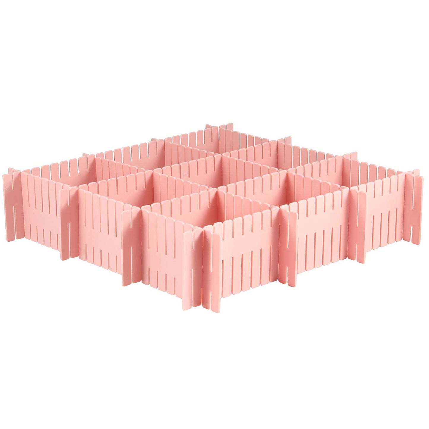 MUKCHAP 72-Piece DIY Grid Drawer Organizer - 12.6 Inch Adjustable Drawer Dividers for Sock, Underwear, Scarf - 36 White, 36 Pink