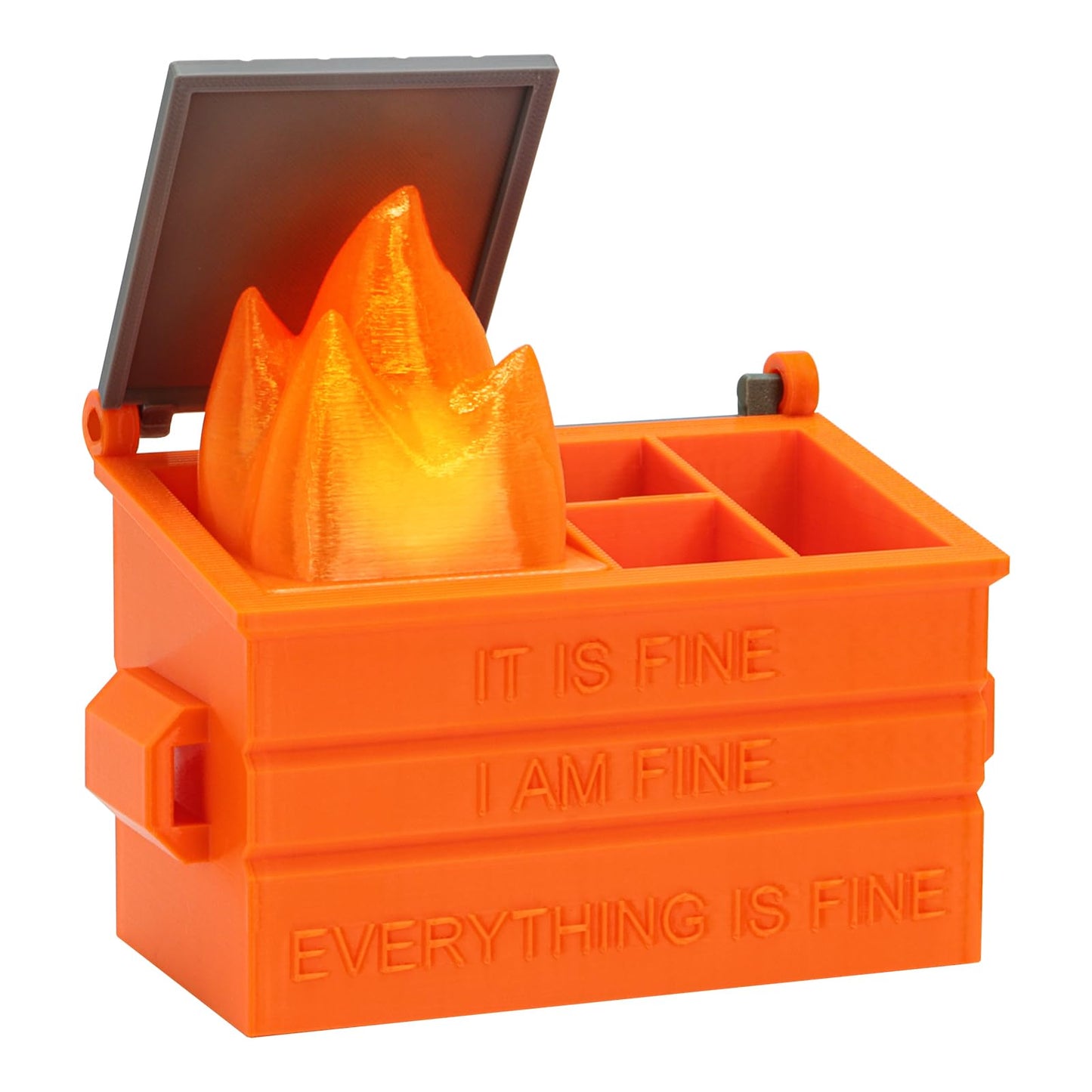 Dalycro Dumpster Fire Pencil Holder Fun Desk Accessories with Removable Flame Light Touch Dimming Mode & USB Charging Port Perfect Pen Holder for Desk, Funny Gift for Coworkers