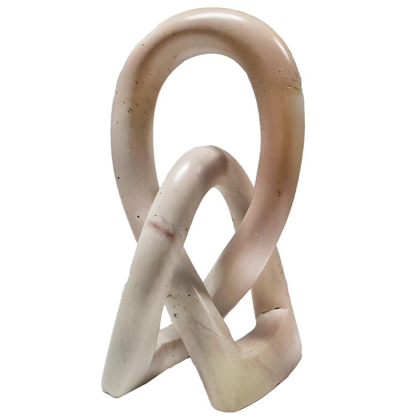 Continuous Looped Entwined Love Knot Sculpture Unique Modern Contemporary Décor Hand-Crafted Soapstone Artisans of Kenya Genuine Human Hands Precious Gift (6 Inch, Natural)