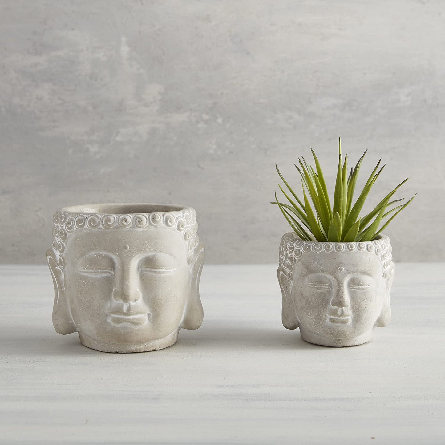 47th & Main Cement Planter Pot, 5.1" Tall, Buddha