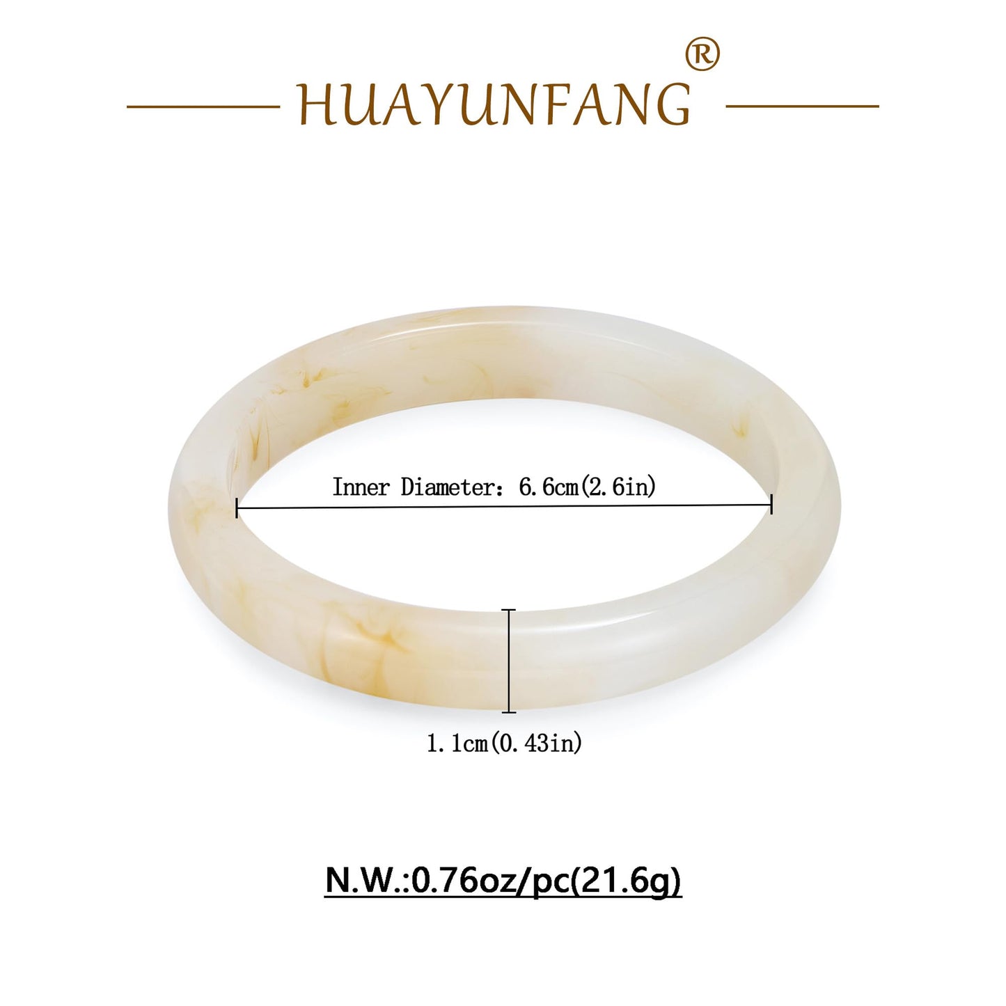 HUAYUNFANG Cream Acrylic resin Bracelet for Women Thin Translucent Resin Bangle Beige Acetate Mottled Wristbands Bracelets Minimalist Jewelry