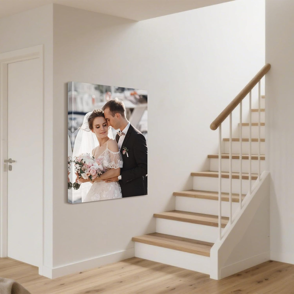 Personalized Custom Canvas Prints with Your Photos & Text, Customized Picture Print, Transform Own Images Into Framed Wall Art Digitally Printed Photo to Canvas, Keepsakes Gifts for Family 20x28’’