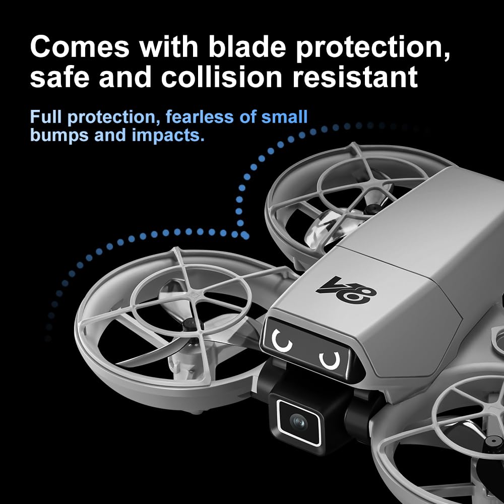 Mini Remote-Control Drone With Camera, A Quadcopter Featuring a Full-Guard Propeller Design to Reduce Collision Risks, With Cool LED “Eye” Lights and Flashing Tail Lights. Obstacle Avoidance, Optical Flow Positioning, 90° Adjustable Camera, Altitude Hold,