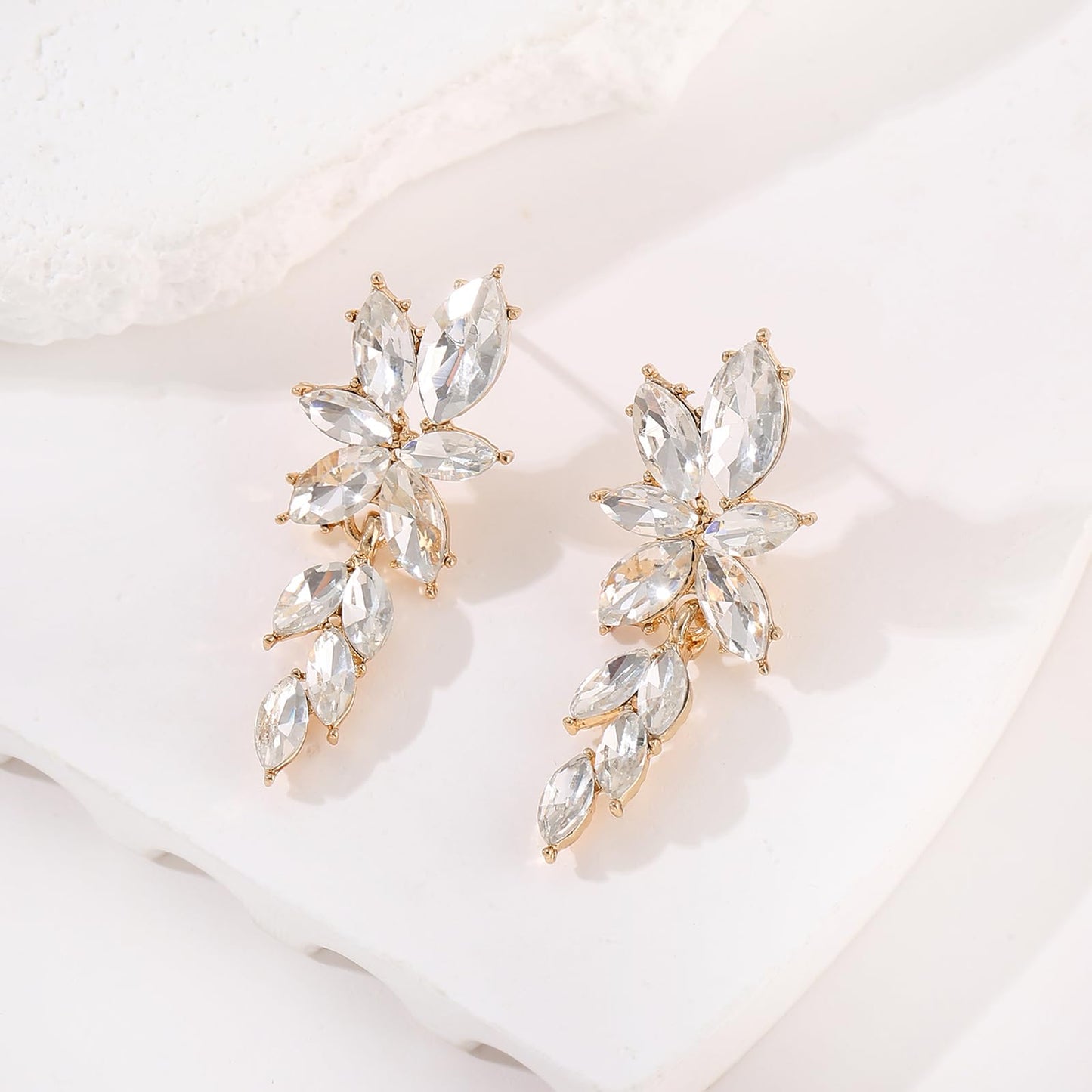 ATIMIGO Elegant Rhinestone Dangle Earrings Cluster Crystal Wedding Bridal Earrings for Brides Bridemaids Formal Prom Statement Drop Earrings for Women