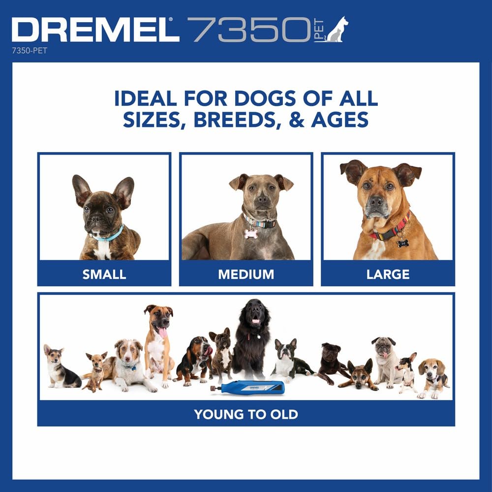 Bundle of Dremel 7350-PET 4V Pet & Dog Nail Grinder, Professional Pet Grooming Kit - Works on Large, Medium, Small Dogs & Cats + 416HP - Diamond Coated Rotary Nail Grinder Bit