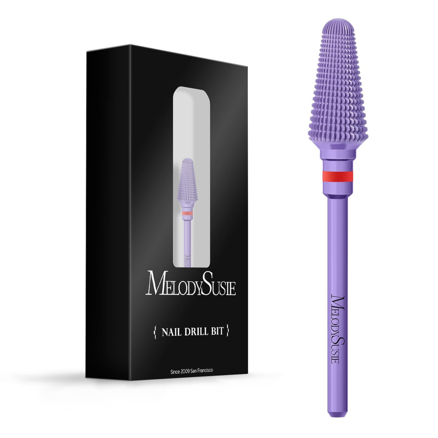 MelodySusie Professional Tornado 3/32'' Nail Drill Bits, Carbide Tungsten Multi-function Bits, Suitable for Manicure Pedicure Cuticle Gel Polishing, Salon Bits, Series Bit-X, Purple, Fine