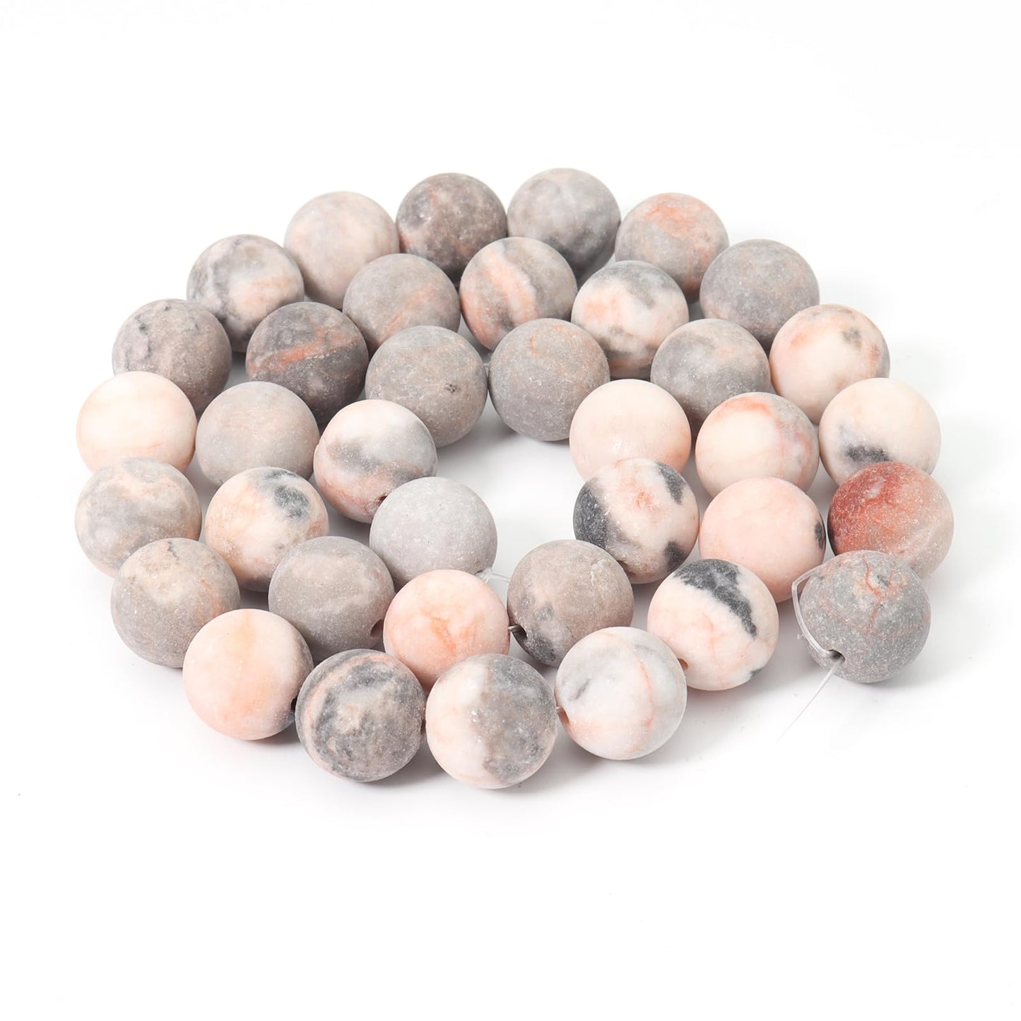 Siomia 60pcs 6mm Natural Matte Pink Zebra Jasper Beads Energy Healing Crystal Round Loose Stone Beads for Jewelry Making, DIY Bracelets Necklaces