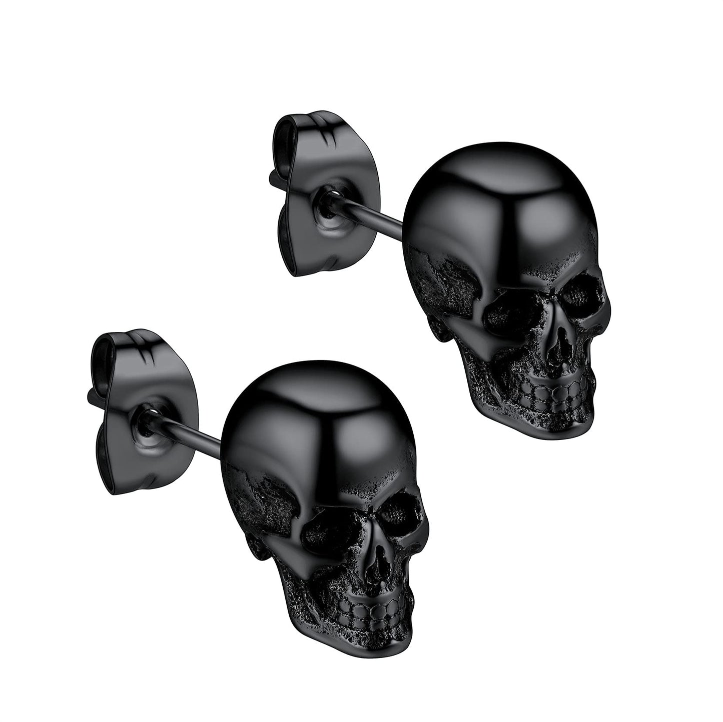 Piercing Skull Earrings for Men Black Stud Earring Punk Gothic Halloween Jewelry